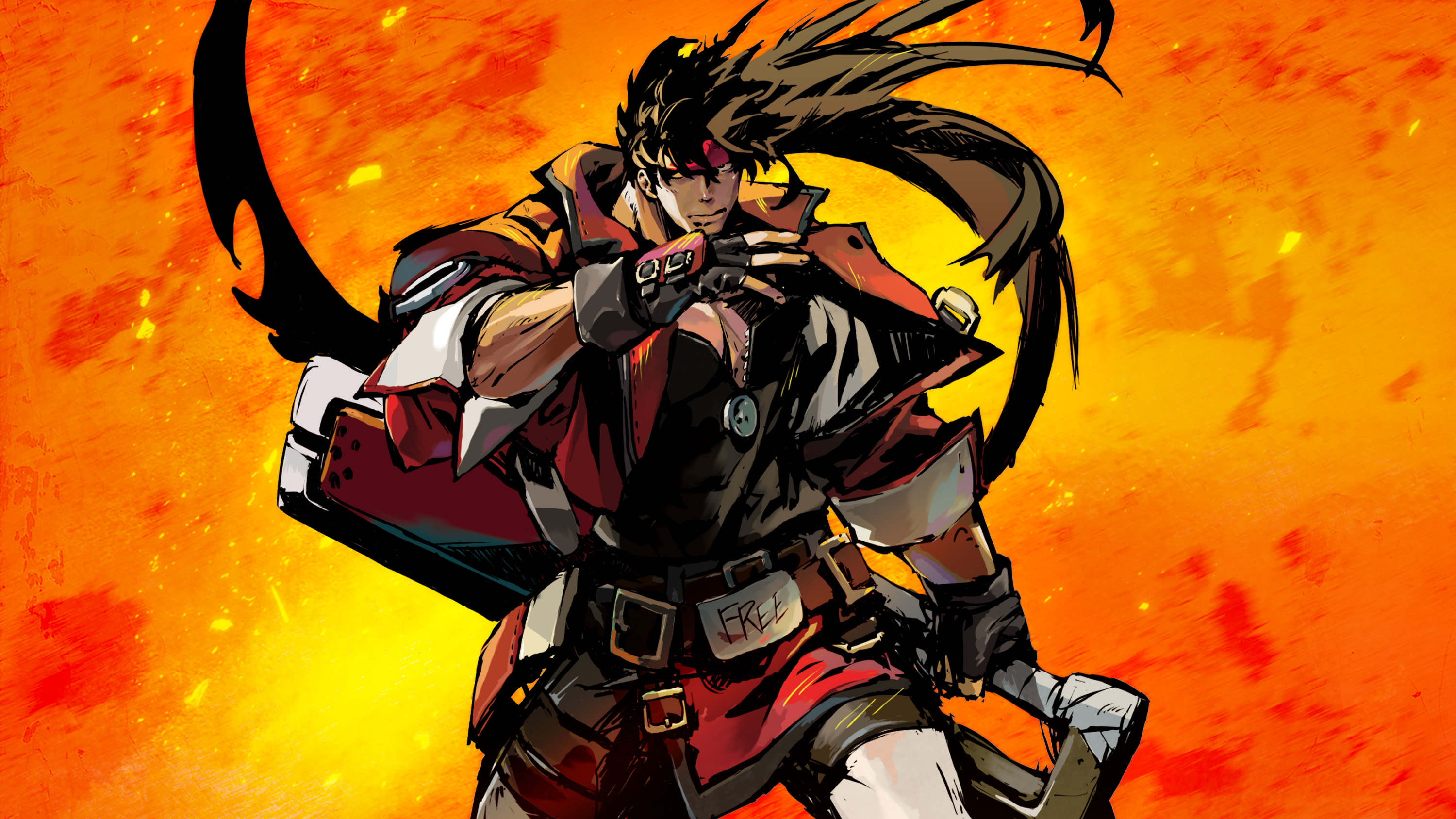 Sol Badguy wipes blood from his chin in key art for Guilty Gear Strive: The Board Game